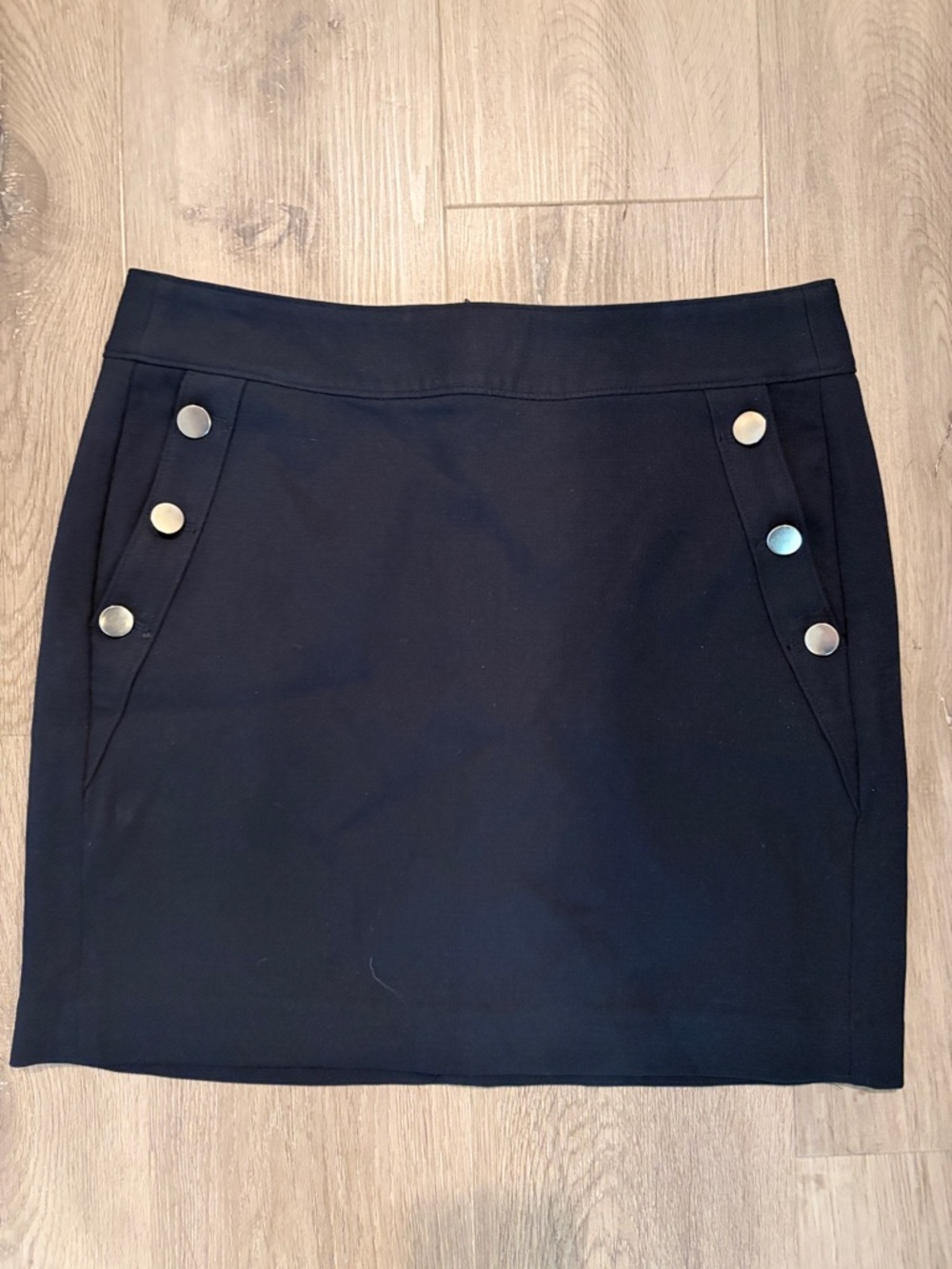 Banana Republic Black Mini Skirt with Silver Buttons